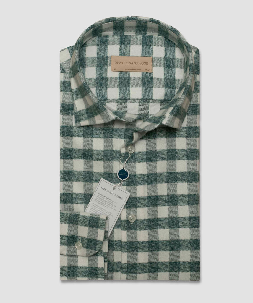GREEN CHECKED WHITE Flannel Shirt #F13