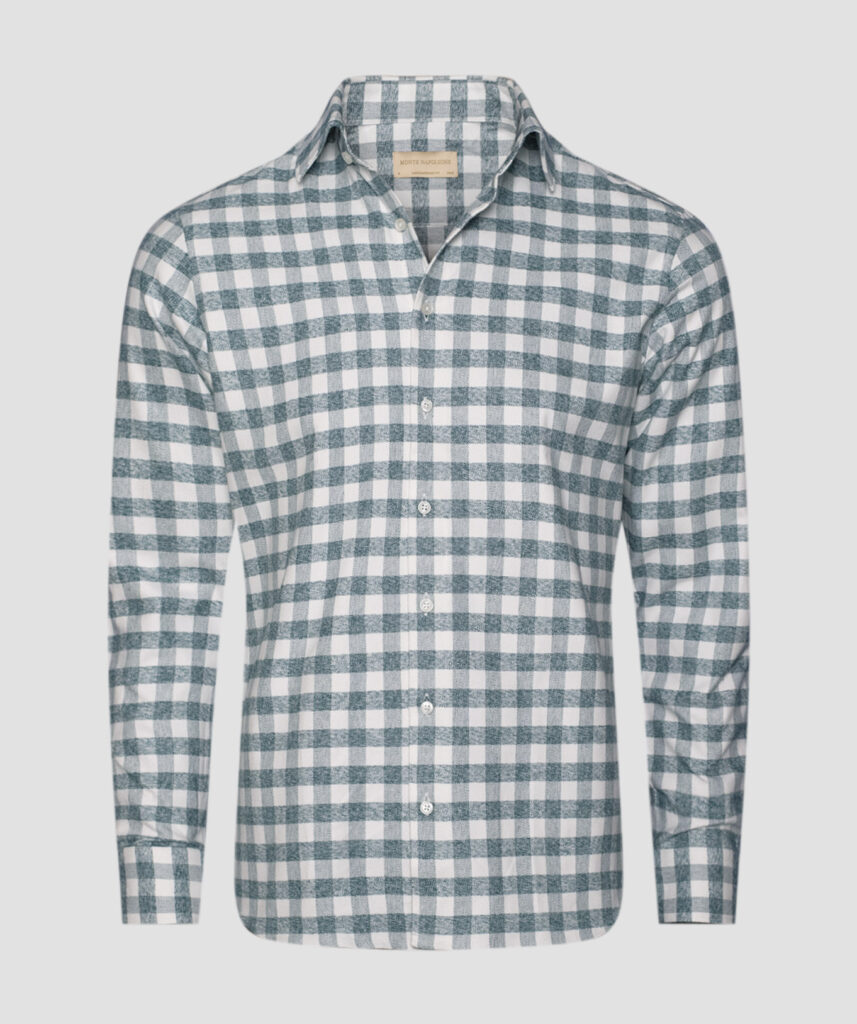 GREEN CHECKED WHITE Flannel Shirt #F13