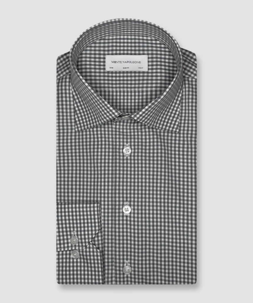 Grå Rutete Business-skjorte 80s 2-Ply #B111
