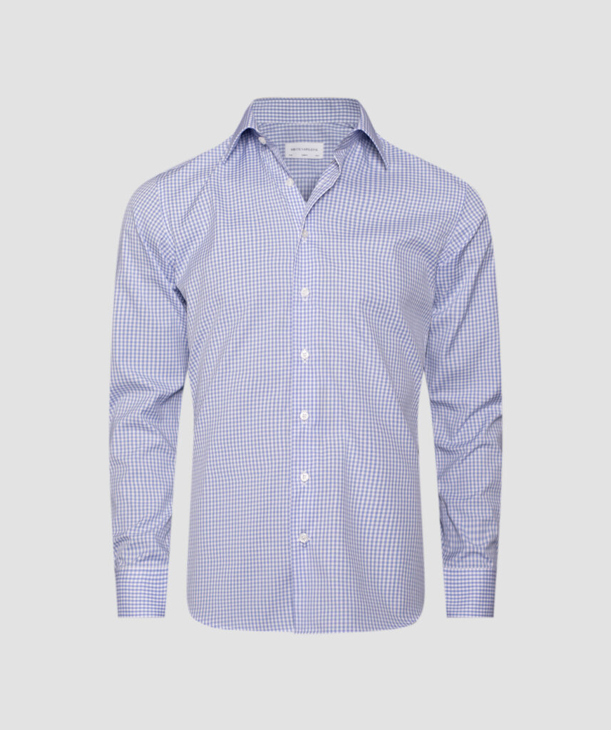 BLÅ GINGHAM 80S 2PLY Business skjorte #B43