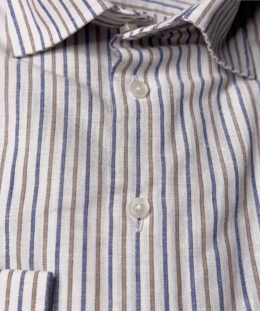 BEIGE/ BLÅ STRPER Linskjorte #L23