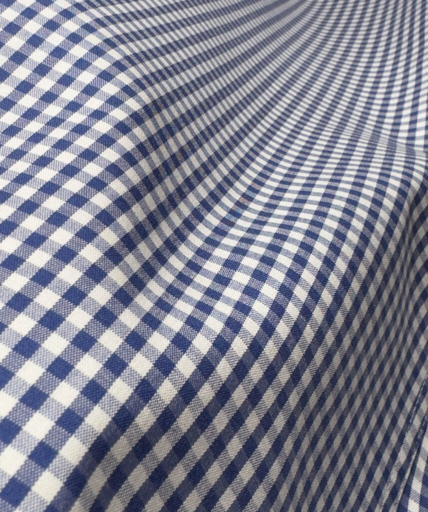 Marine blå Gingham Business Skjorte Super Two-Ply Bomull #B46