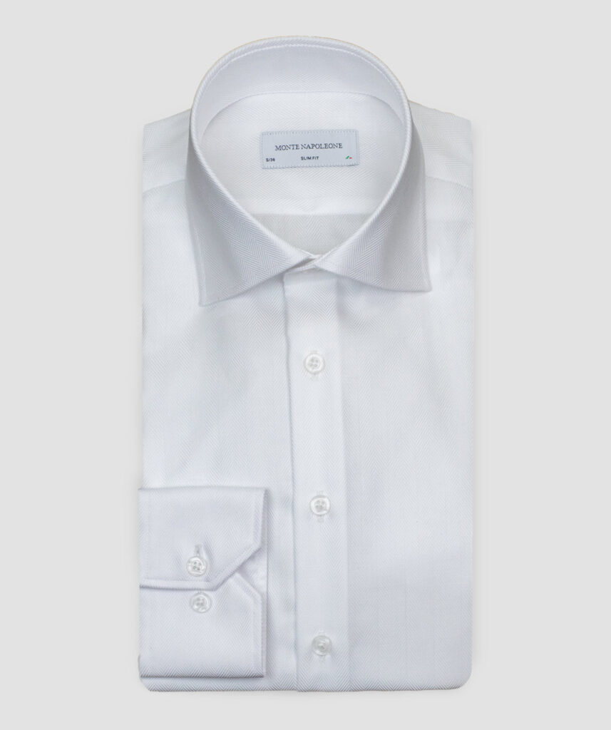 Hvit Herringbone Business skjorte Super Two-ply Signatur #B50