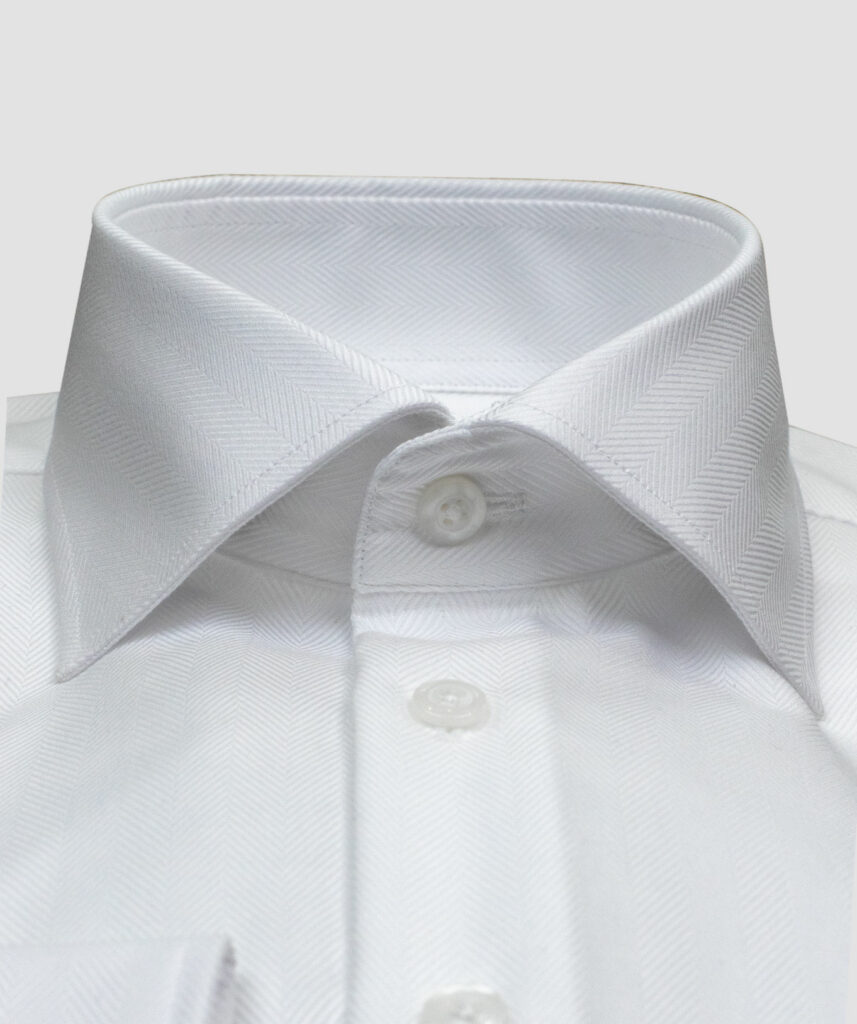 Hvit Herringbone Business skjorte Super Two-ply Signatur #B50
