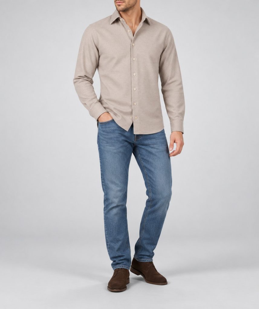 LYS BEIGE Flanellskjorte #F32