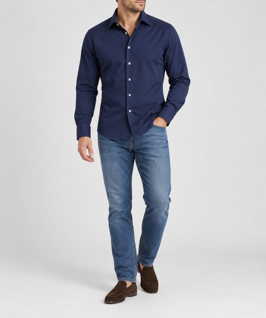 Marineblå Flanellskjorte #F6