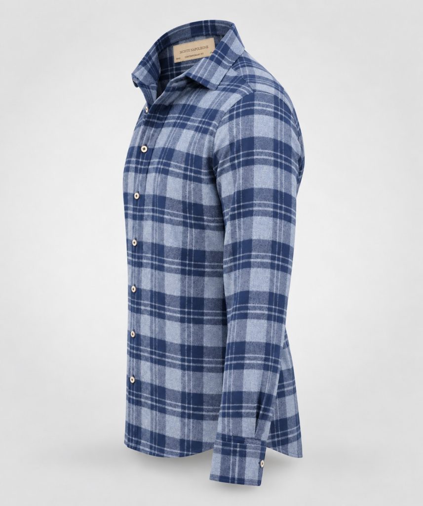 Blue, Navy, Grey Check Flannel Shirt F67