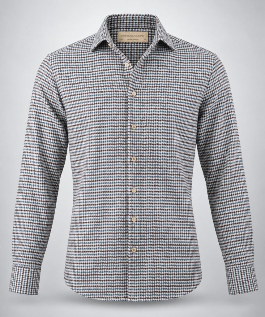 White, Brown, Blue Check Flannel Shirt F73