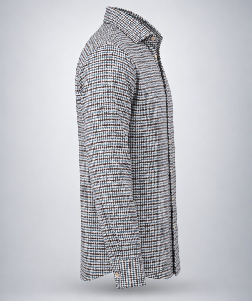 White, Brown, Blue Check Flannel Shirt F73