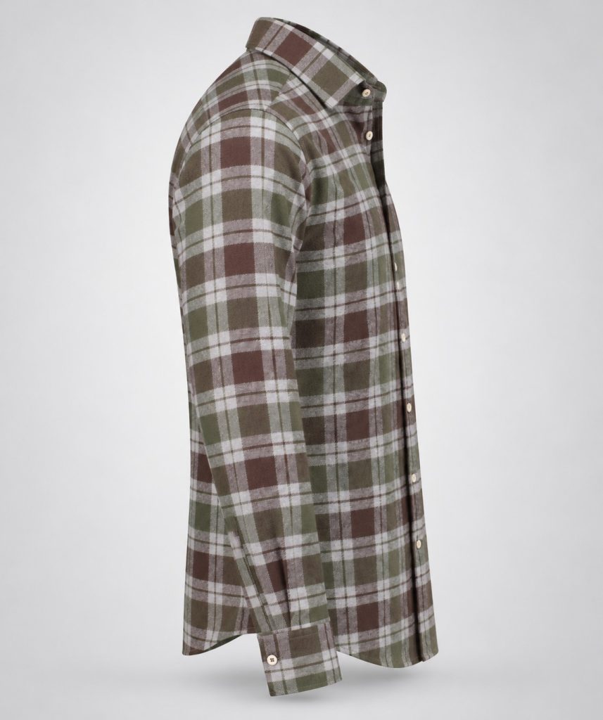 Green, Brown, Grey Check Flannel Shirt F92