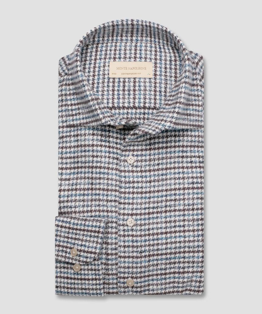 White, Brown, Blue Check Flannel Shirt F73