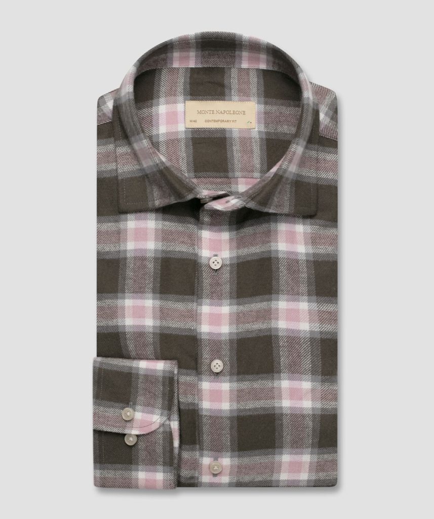 Brown, Pink, Grey Check Flannel Shirt F75