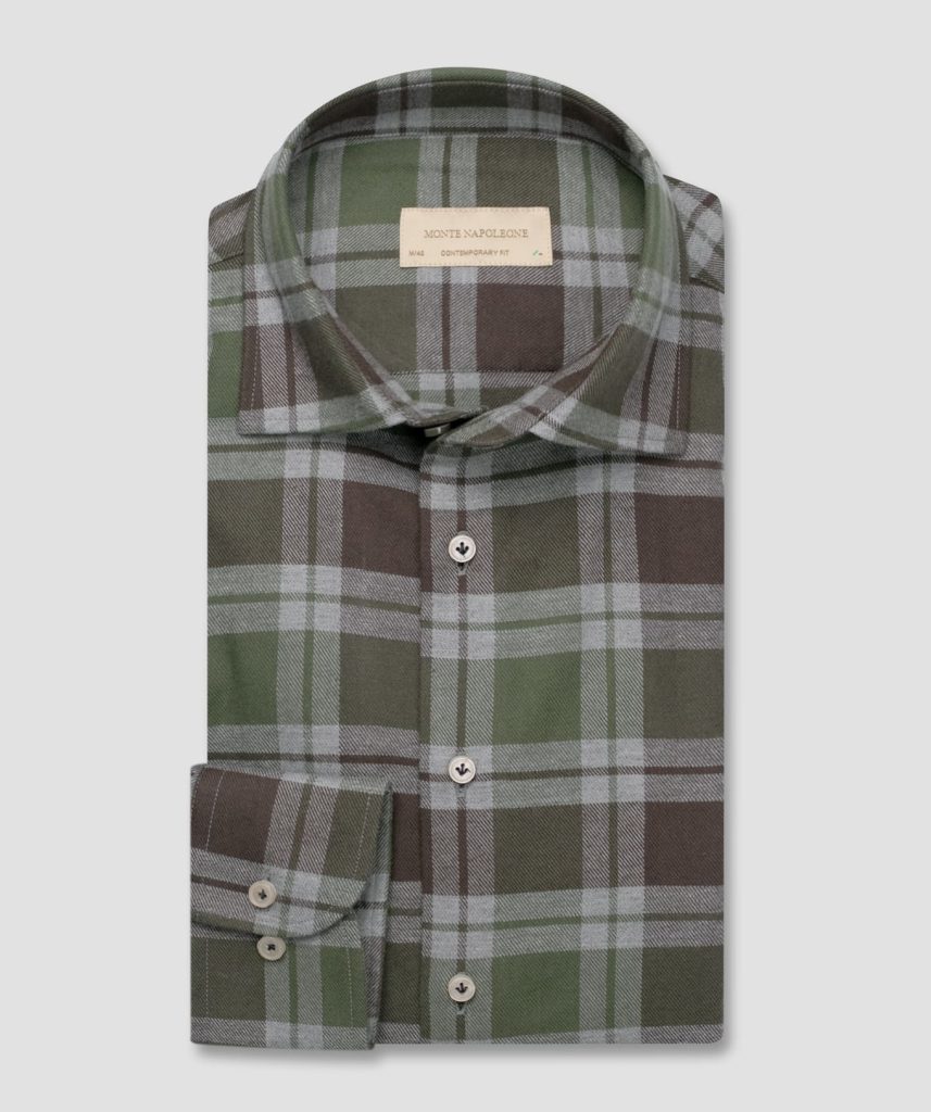 Green, Brown, Grey Check Flannel Shirt F92