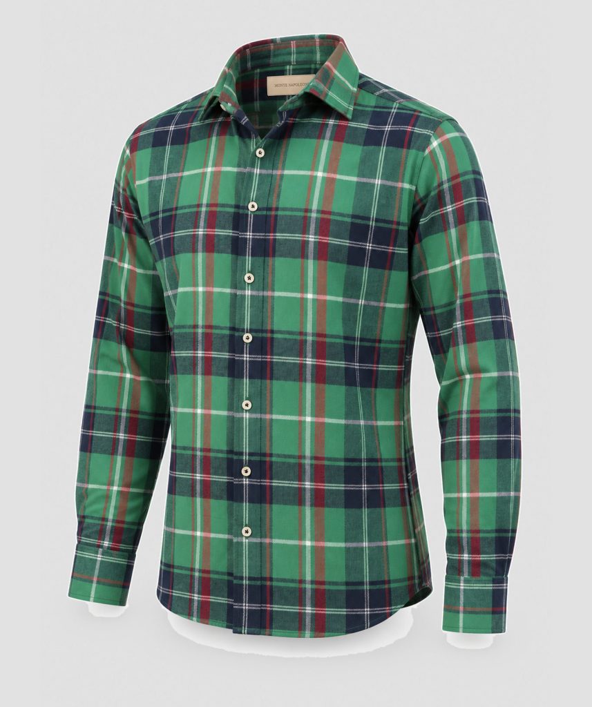 Green, Red, Navy and White Check Flannel Shirt F44