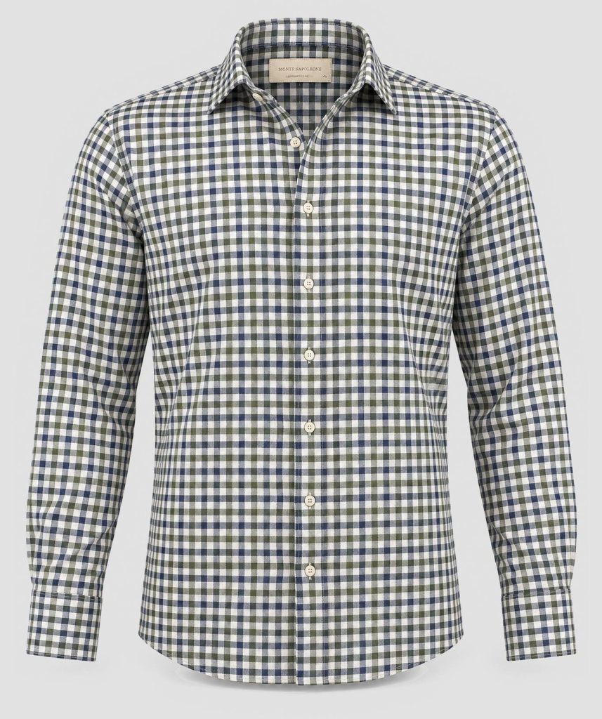White, Green, Blue Check Flannel Shirt F38